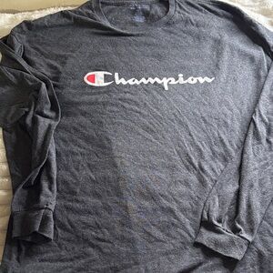 Champion Men's Dark Gray Long Sleeve Tee